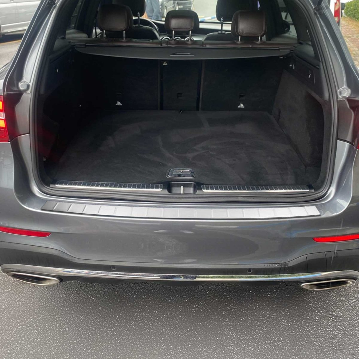 Mercedes GLC X253 Rear Bumper Sill Cover - Omac - Brushed Silver - '15-'23 Mercedes GLC X253 Rear Bumper Sill Cover - Omac - Brushed Silver - '15-'23